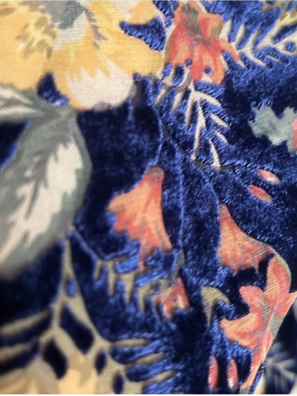 Johnny Was Navy Floral Velvet Silk Relaxed Scoop Neck Tunic - Picture 7 of 7